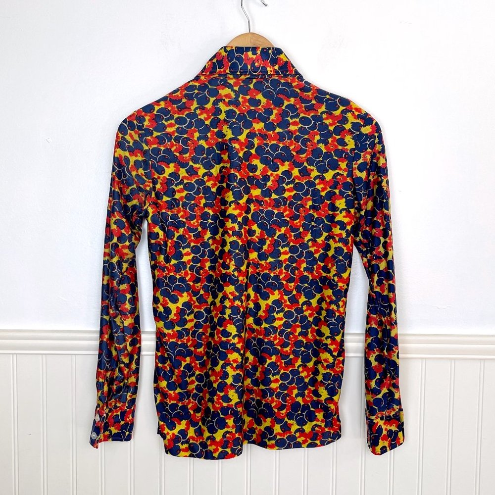 Vintage 1970s blueberry and flower print disco shirt - size small - Picture 6 of 9
